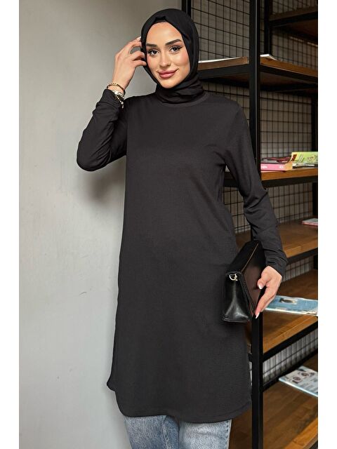 Julude Kadın Bisiklet Yaka Yan Yırtmaç Detaylı Tesettür Tunik - S000386592-19351