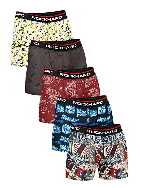 Rockhard Erkek Baskılı Boxer Pamuklu 5'Li Paket - S000413082-23173