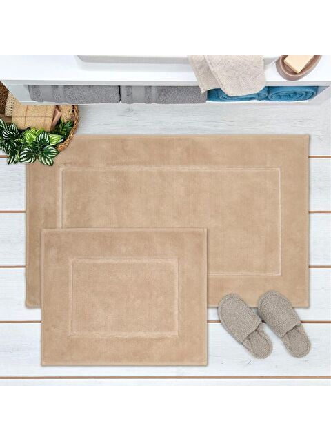Evidea Soft Pete 2'li Banyo Paspası - Bej - 60x100 cm + 50x60 cm - S000366227-19928