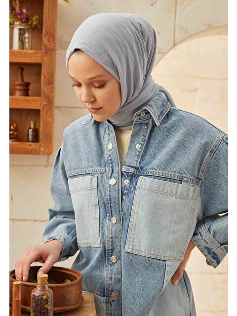 Fresh Scarfs Organik Pamuk Şal Gök Mavi - S000420535-8461