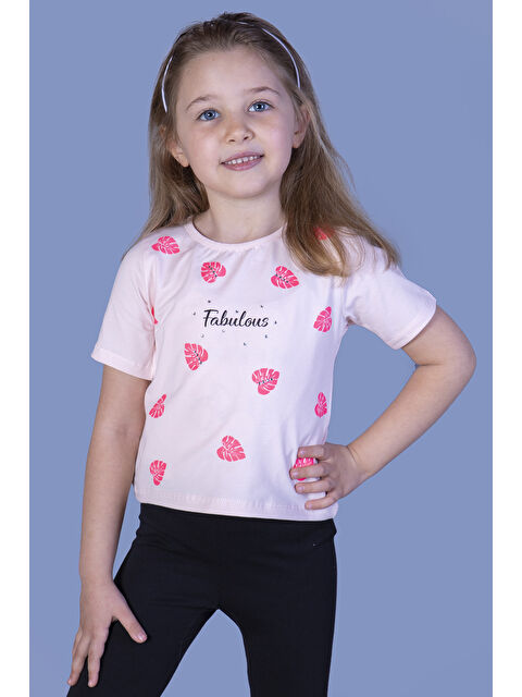 Toontoykids Kız Çocuk Yaprak Desenli Fabulous Baskılı Tişört