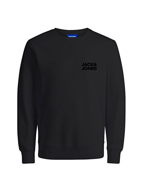 Jack & Jones Logo Erkek Siyah Yuvarlak Yaka Sweatshirt - S000436723-19351