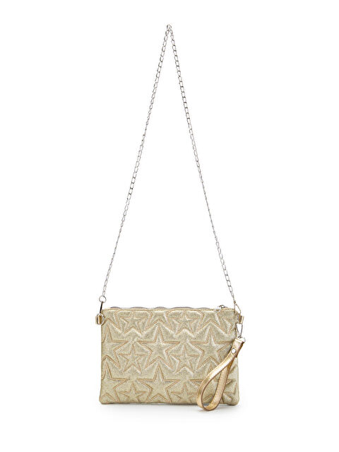 Minebag Yıldız Dikişli Clutch Star Kadın Çanta Simli Gold - S000521780-20076