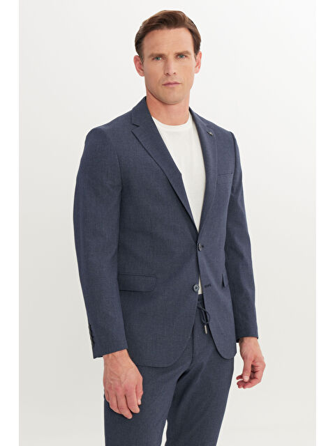 Altınyıldız Classics Erkek Lacivert Ekstra Slim Fit Mono Yaka Beli Bağlamalı Takım Elbise