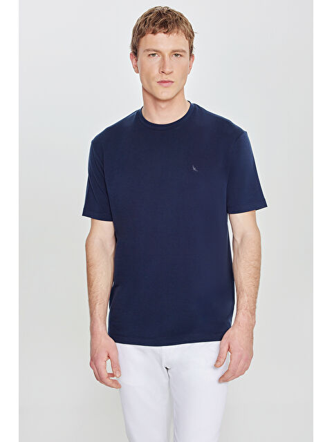 Altınyıldız Classics Erkek Lacivert Yumuşak Dokulu Slim Fit Dar Kesim Polo Yaka Esnek Tişört