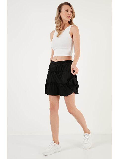 Lela Beli Lastikli Mini Şort Etek 5865038 - S000137433-19351