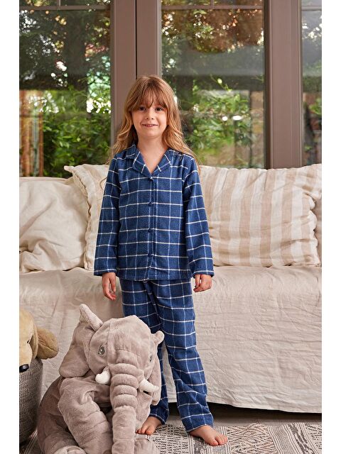 ZEYLAND Kız Çocuk Gömlek Yaka Düğmeli Pijama Takımı - S000315140-17234