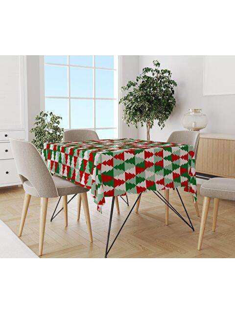 Evmila Yılbaşı Desenli Kadife Doku Masa Örtüsü - S000111275-23173