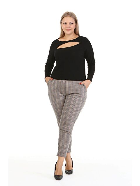 Mylinemoda Ekose Arka Beli Lastikli Pantolon - S000242333-19413