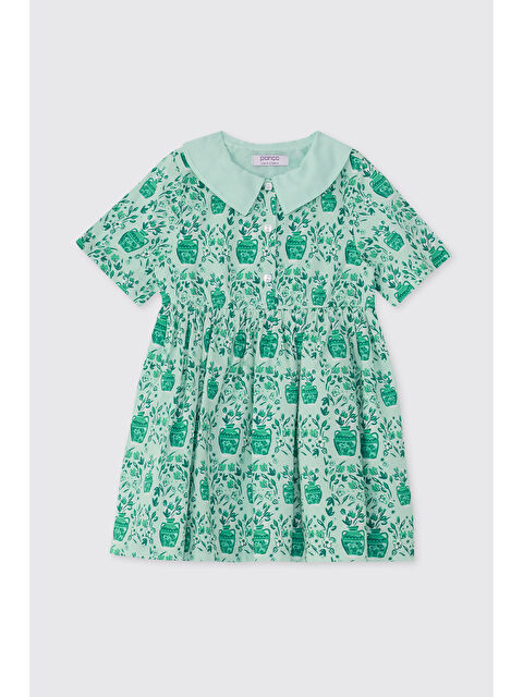 Panço Kız Bebek Desenli Mint Elbise - S000524469-1180