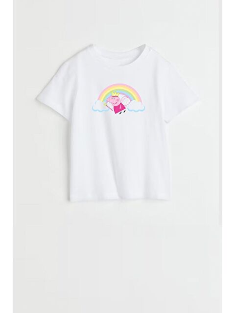 Monila Kız Çocuk Peppa Baskılı Pamuklu Bisiklet Yaka T-Shirt - S000518236-19965
