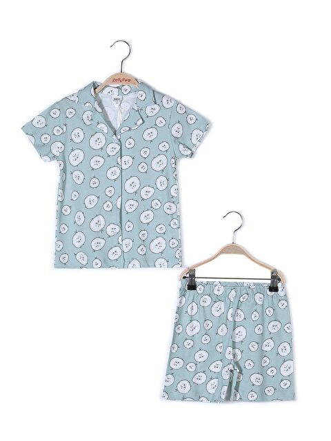 ZEYLAND Kız Çocuk Düğmeli Kısa Kollu Pijama Takımı - S000315141-18194