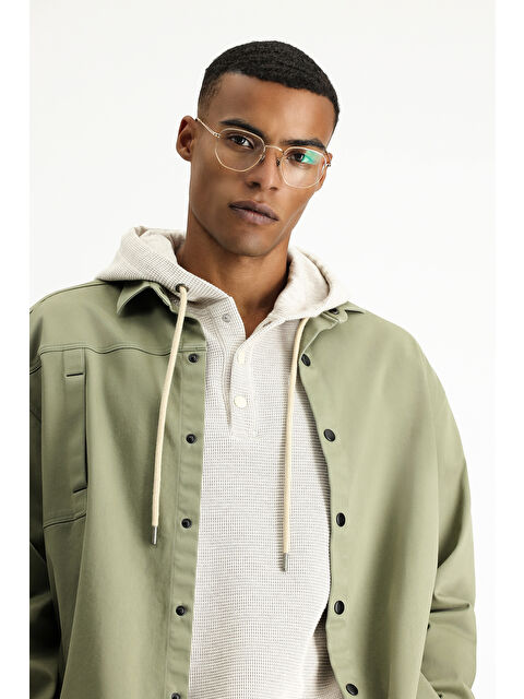 Kiğılı Uzun Kol Oversize Pamuklu Utility Gömlek / Mont