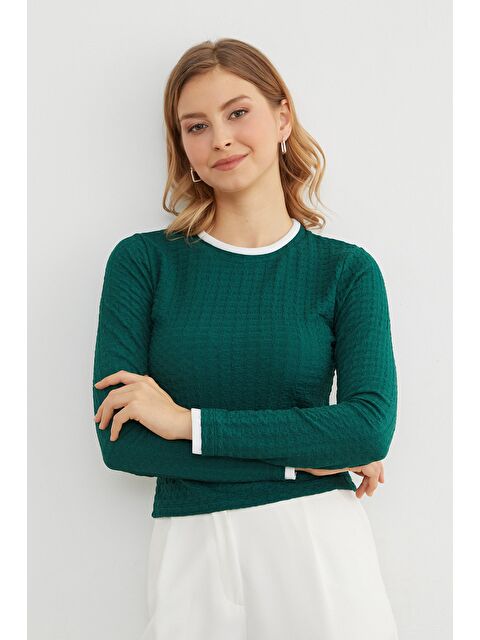 Fullamoda Bürümcük Kumaş Biyeli Bluz - S000469619-19416