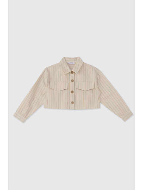 Panço Kız Çocuk Çizgili Bej Ceket - S000524470-19928