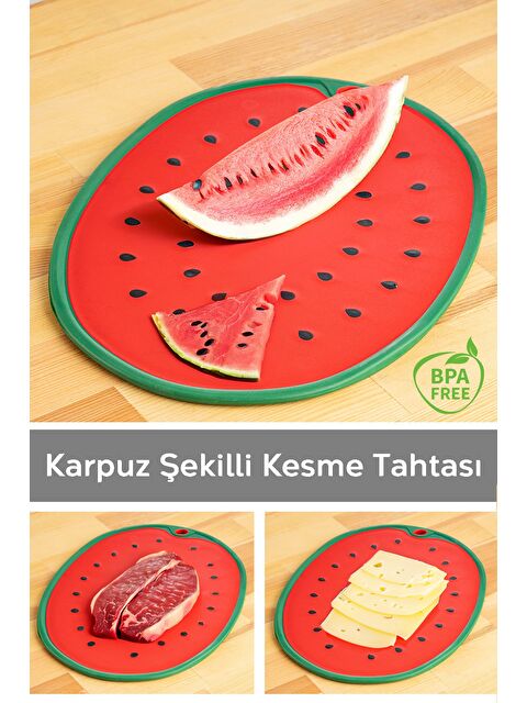 Meleni Home Meyve Sebze Kesme Doğrama Tahtası Meyve Şekilli Kesme Tahtası Esnek Kesim Tahtası Karpuz Motifli - S000385516-20045
