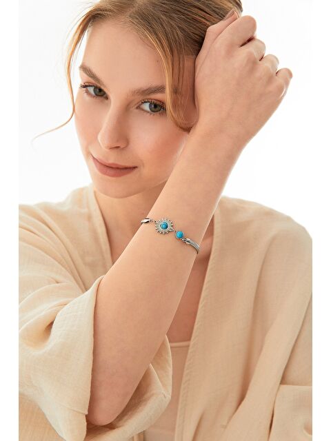 Fullamoda Taşlı Çiçekli İtalyan Zincir Çelik Bileklik - S000348080-17234