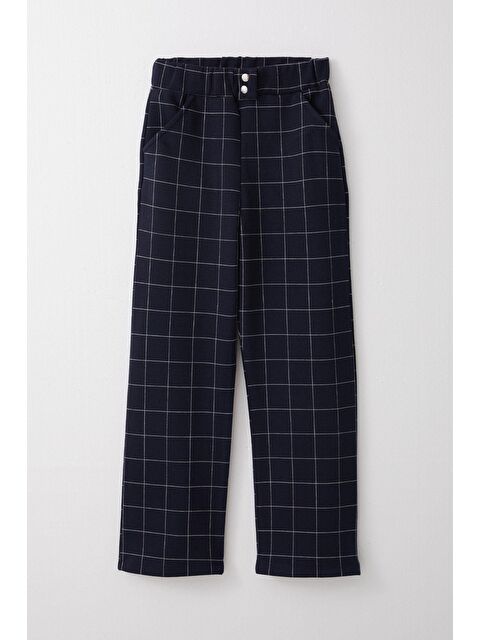 Breeze Kız Çocuk Kare Desenli Pantolon Lacivert (8-14 Yaş) - S000244082-21164
