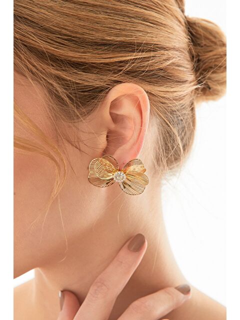 Fullamoda Taşlı Metal Çiçek Küpe - S000348100-20076