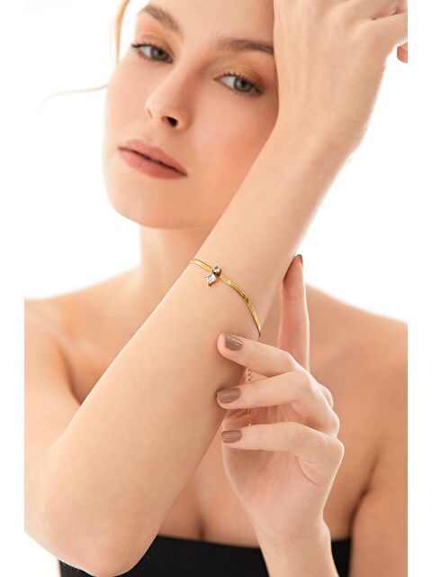 Fullamoda Kurdeleli İtalyan Zincir Çelik Bileklik - S000348102-20072