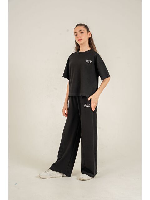 Mışıl Kids New Team London Nakışlı Yumaşak Dokulu-Comfort Kumaş Kız Çocuk Alt Üst Eşofman Takımı