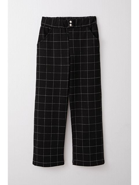 Breeze Kız Çocuk Kare Desenli Pantolon Siyah (8-14 Yaş) - S000244082-19351