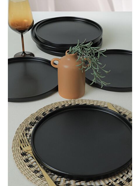 Keramika Mat Siyah Stackable Servis Tabağı 27 Cm 6 Adet - S000111278-22238