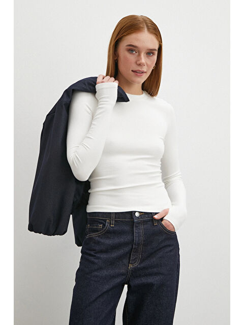 Never More Kol Yırtmaçlı Bluz Beyaz - S000487622-20063