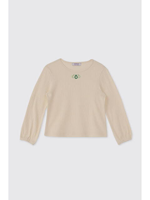 Panço Kız Çocuk Uzun Kollu Ekru Tişört - S000524473-19965