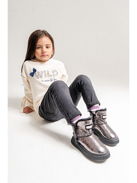 Mnpc Kız Çocuk Platin Hakiki Deri Suya Dayanıklı Kürklü Günlük Bot - S000446411-18105