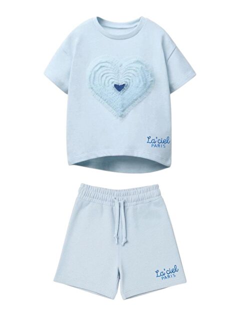 Monila Kız Çocuk Tül Detaylı Kalpli Tshirt Ve Şort Alt Üst Takım - S000515842-17234