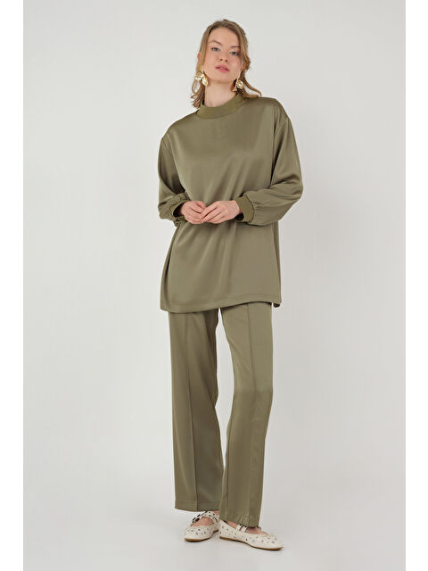 HE-QA Ribanalı Saten Takım Haki