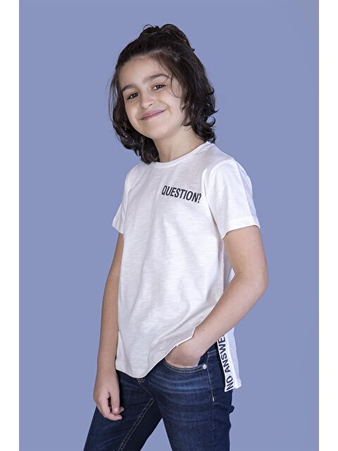 Toontoykids Erkek Çocuk Yanları Yırtmaç Detaylı Questıon Baskılı Tişört - S000250866-19965
