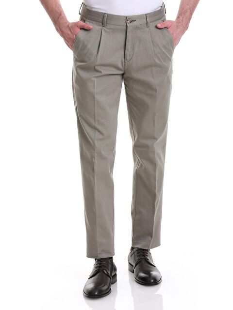 Hatemoğlu Yeşil Dinamik Fit Desenli Pamuklu Yandan Cepli Kanvas Erkek Pantolon - S000231459-18194