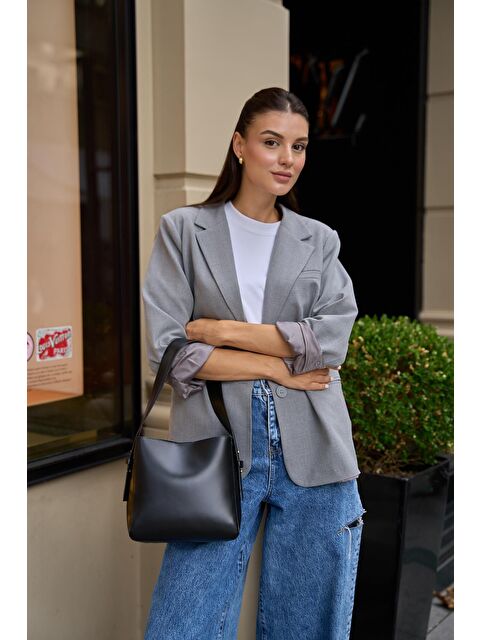 MADAMRA Shopper Yumuşak Deri Ayarlanabilir Askılı Omuz Çantası Siyah - S000323292-19351