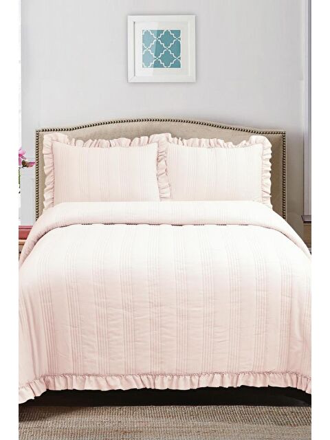 Çeyiz Diyarı Hülya Elyaf Dolgulu Çift Kişilik 240x260 Cm Yatak Örtüsü Pudra - S000494993-7152