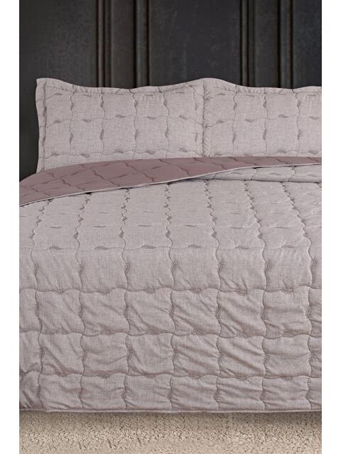 Çeyiz Diyarı Lesya Nakışlı Elyaf Dolgulu Çift Kişilik 240x260 Cm Yatak Örtüsü Gülkurusu - S000494996-20028