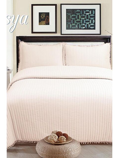 Çeyiz Diyarı Asya Elyaf Dolgulu Çift Kişilik 240x260 Cm Yatak Örtüsü Pudra - S000494997-7152