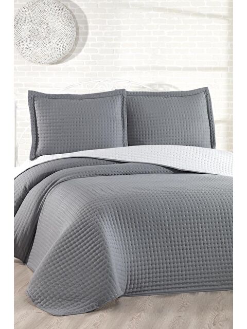 Çeyiz Diyarı Elisa Dolgulu Çift Taraflı Çift Kişilik 240x260 Cm Yatak Örtüsü Antrasit - S000494999-29666