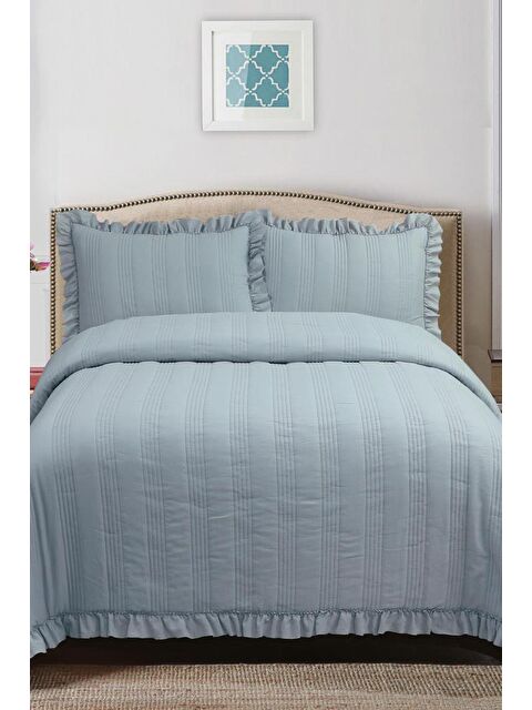 Çeyiz Diyarı Hülya Elyaf Dolgulu Çift Kişilik 240x260 Cm Yatak Örtüsü Antrasit - S000494998-29666