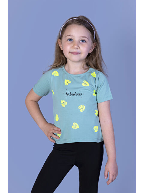Toontoykids Kız Çocuk Yaprak Desenli Fabulous Baskılı Tişört