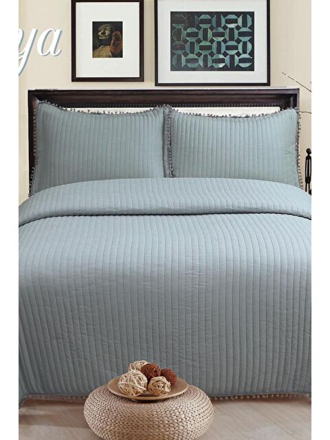 Çeyiz Diyarı Asya Elyaf Dolgulu Tek Kişilik 180x240 Cm Yatak Örtüsü Antrasit - S000495008-29666