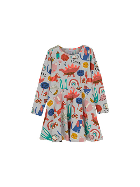 Lovetti Kız Çocuk Roaring Animals Desen Uzun Kol Elbise - S000473019-23173