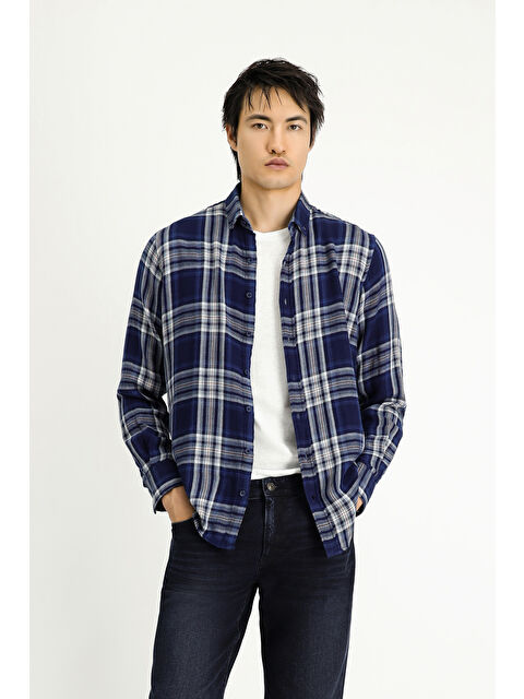 Kiğılı Uzun Kol Regular Fit Ekose Spor Pamuk Düğmeli Yaka Gömlek - S000406669-23093