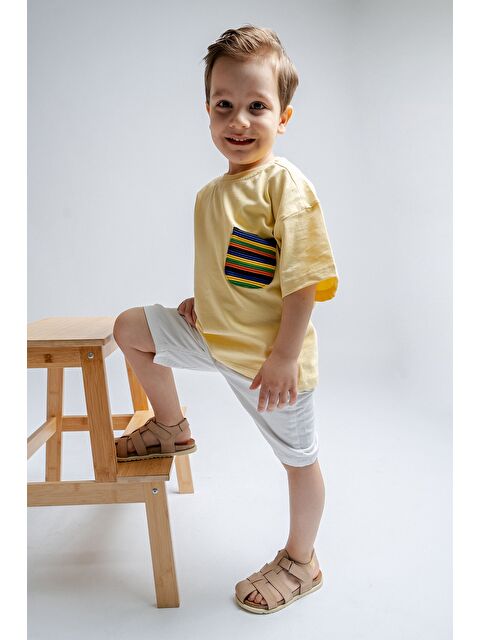 Mnpc Unisex Çocuk Bej Hakiki Deri Mantar Tabanlı Günlük Çocuk Sandalet - S000366123-19928