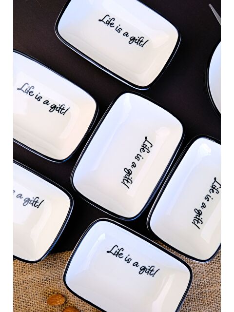 TABAK EVİ Motto Gift Kayık Tabak 6 lı 14x10x2cm - S000372596-37243