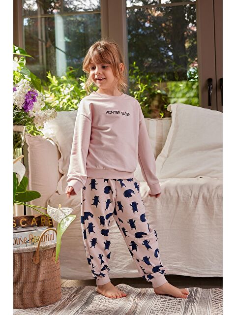 ZEYLAND Kız Çocuk Yazı Nakışlı Pijama Takımı - S000315143-20024