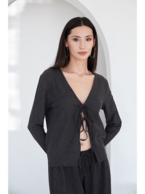 Fullamoda Bürümcük Kumaş Önü Bağlamalı Hırka - S000347636-29666