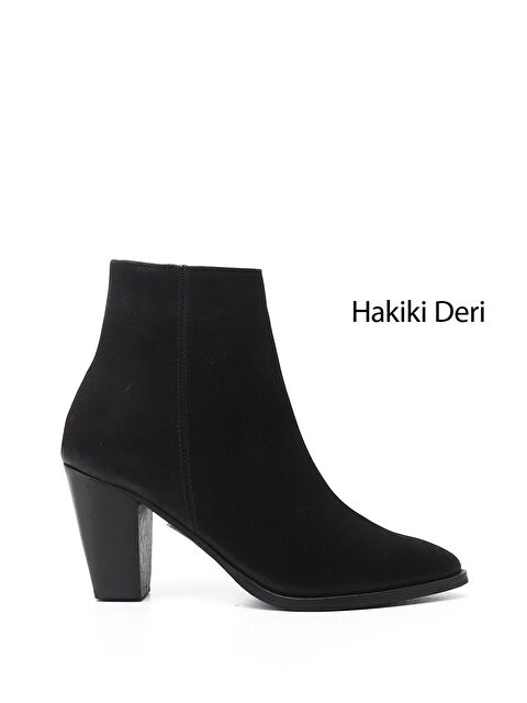 GÖNDERİ(R) Kadın MAT SİYAH Fermuarlı Sivri Burun Hakiki Deri Bot - S000493532-6381
