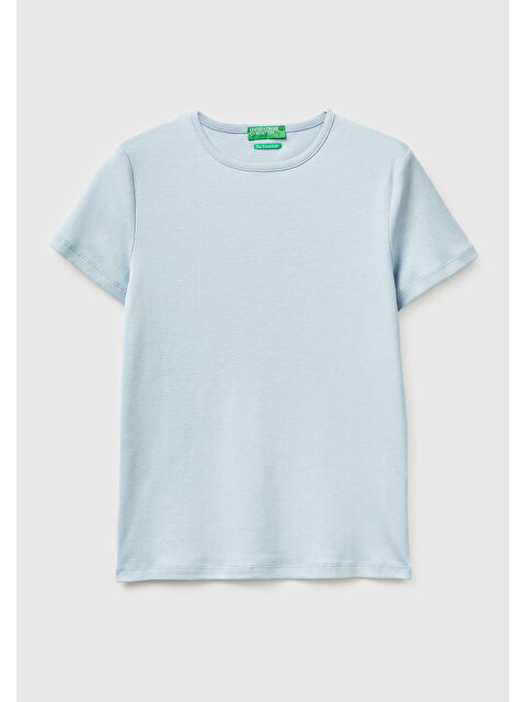 United Colors Of Benetton Kadın Açık Mavi %100 Pamuk Bisiklet Yaka T-Shirt